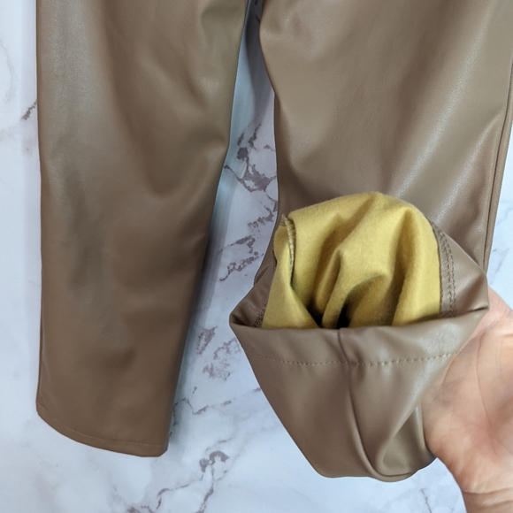 🖤  Ci Sono Faux Leather Pant High Rise Straight Brown Neutral - Picture 11 of 11